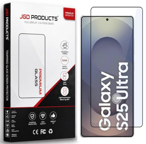 Image of JGD PRODUCTS 100% Fingerprint Unlock Military-Grade Gorilla Tempered Glass for Samsung Galaxy S25 Ultra 5G with Edge to Edge Coverage - Case Friendly, Anti-scratch and Bubble free With installation kit
