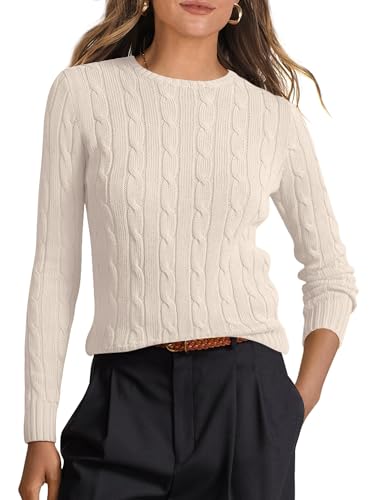 ANRABESS Womens Long Sleeve Cable Knit Sweater...