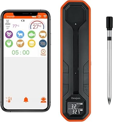 Wireless Meat Probe Thermometer with APP Remote Control for BBQ Grill Smoker Oven