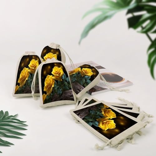 Drawstring Bags for Crafts, Beautiful Yellow Roses Print Office Storage Pouches Portable Drawstring Pouches Handmade Drawstring Bags, Style4