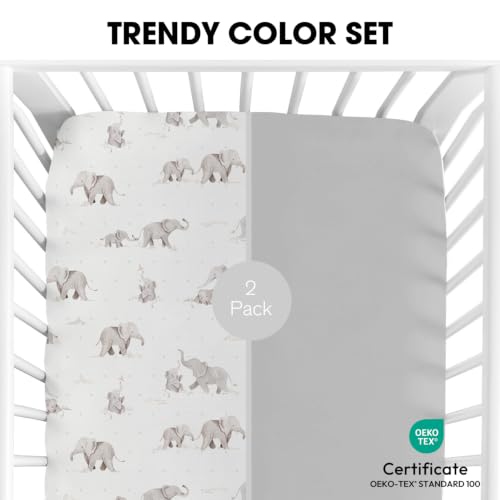 Image of Little Grape Land Crib Sheets for Boys and Girls, 2pk Baby Crib Fitted Sheet for Standard Size Crib and Toddler Mattress, Super Soft Baby Sheet