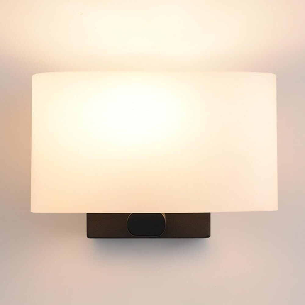 LYOUAE Nordic Wrought Iron Wall Light Modern Frosted Glass Wall Sconce