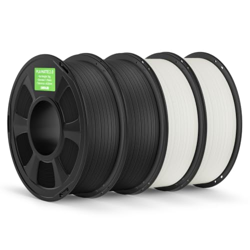 Image of Matte PLA 2.0 Filament 1.75mm, 3D Printer Filament Dimensional Accuracy + /- 0.02mm, No Clogging, Smooth Texture, 4KG Grey Black /White