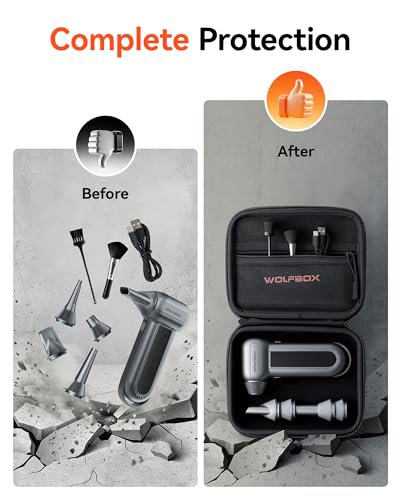 WOLFBOX Twarda torba transportowa kompatybilna z MF100, MF200, MF60, MF70 Electric Air Duster, odporna na wstrząsy ochronna podróżna torba do przechowywania sprężonego powietrza dmuchawy i akcesoriów