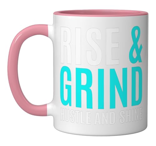 Taza de cerámica gráfica Turquesa Rosa/Blanca 11 oz miniatura 1
