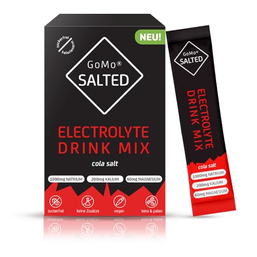 GoMo SALTED Hydration Aid I Electrolitos sin azúcar bajos en calorías I Mejor absorción de agua e hidratación rápida I 30 porciones de polvo deportivo electrolítico con sal alpina suiza | Sabor Cola