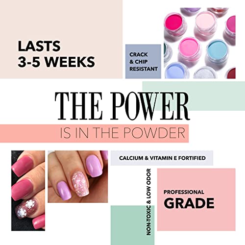 Revel Nail Dip Powder Nail Kit, 12 Pink & Red Shades, Chip Resistant Dip Powder for Nails with Vitamin E and Calcium, DIY Manicure Set, Made in USA