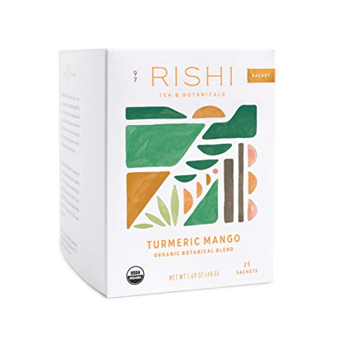 Rishi Tea Turmeric Mango Herbal Tea | Immune Support, USDA Certified Organic, Antioxidants, Botanical Blend, Contains Caffeine | 15 Sachet Bags, 1.69 oz