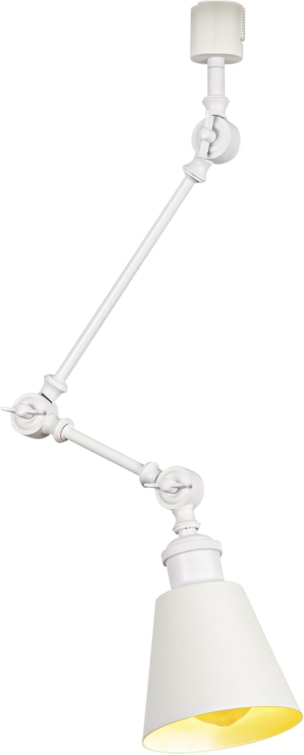 1 Pcs Adjustable Angle H-Type Track Mount Lighting White Metal Mini Shade Minimalist Style E26 Track Lamp for Home Decor Background Gallery Store(No Track, Bulb)