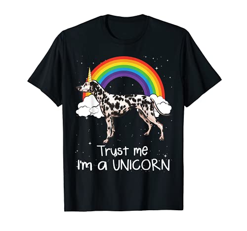 Rainbow Dalmatian Trust Me I'm A Unicorn Dog T-Shirt, Black