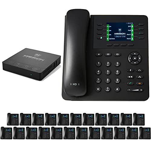 Mission Machines S-100 Business Phone System: Essential Pack - Auto Attendant/Voicemail, Cell & Remote Phone Extensions, Call Recording & Mission Machines Phone Service for 2 Month (24 Phone Bundle)