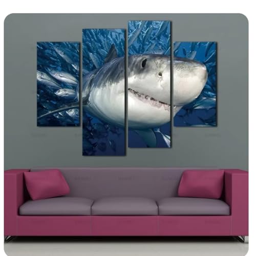 Affiches grand requin blanc pour creer une ambiance marine et moderne dans votre salon