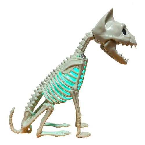 Qomcsrl Estatua de de Halloween, Modelo de Adorno de Esqueleto con Luz, de Escritorio Estética, Estatua de Animal para Estantería de Gabinete