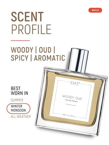 Image of EM5 Woody Oud Unisex EDP Perfume Spray for Men & Women | Woody Oud Spicy Fragrance | Day & Night Spray | Strong and Long Lasting Perfume.