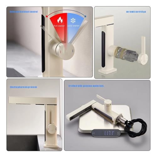Robinet cascade pour lavabo numérique mitigeur extractible de salle de bain - 4