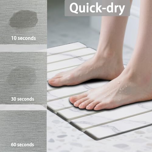 Stone Bath mat for Bathroom, Non Slip Stone Drying mats Quick Dry, diatomaceous Earth Absorbent Shower mat, Large Water Absorbing diatomite matt, 39 X 60 cm Light-Marbling Large by Forever song - Image 3