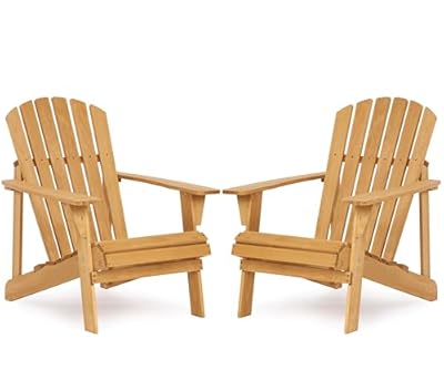 Oversized Outdoor Wooden Adirondack Chair with Pre-Assembled BackRest & SeatBoard, Patio Chair for Garden Lawn Backyard Deck Pool Beach Firepit