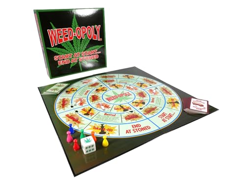 Play All Day Games Weed‑Opoly Adult Board Game | Ages 21+ | Cannabis Trivia, Take‑a‑Hit Penalties, Tongue Twister Fun | Party Game Night | A lot of Fun for Your 420 Party.
