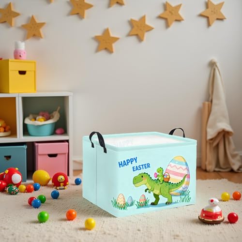 Image of Rectangular Easter Basket for Home Kitchen Baby Girls Basket Cute Storage Bin Organizer Shelf Book Room Decor(Cute Dinosaur)