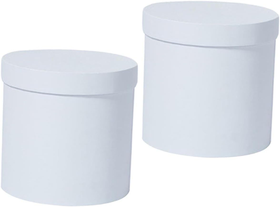 COOLHIYA 2pcs Round Flower Arrangement Boxes Floral Boxes for Wedding Proposal Birthday DIY Bouquet Storage with Elegant White Design