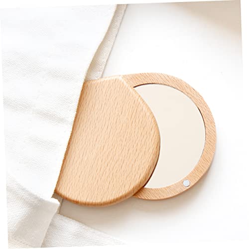 FRCOLOR 3pcs espejo cosmético pequeño portátil de madera miniatura 7
