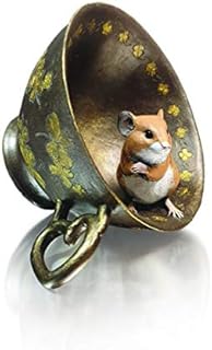 Richard Cooper Studio Cold Cast Bronze Mouse in Tea Cup Four Leaf Clover - Hand Painted by Michael Simpson