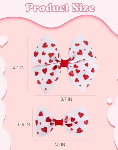 Pinzas para cabello con lazo y corazón, pack de 4 piezas miniatura 2