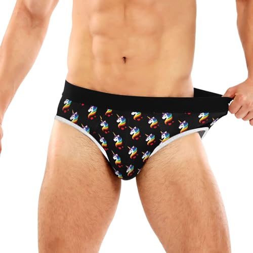 Classic Men's Briefs Underwear Unicorn Red Hearts Rainbow Breathable and Soft Comfort Triangle Underwear S-3XL3
