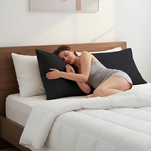 Image of Elegant Comfort Luxury Ultra-Soft 1-Piece Body Pillowcase - 1500 Premium Hotel Quality Microfiber Double Brushed - Wrinkle Resistant, Body Pillowcase Size, Black