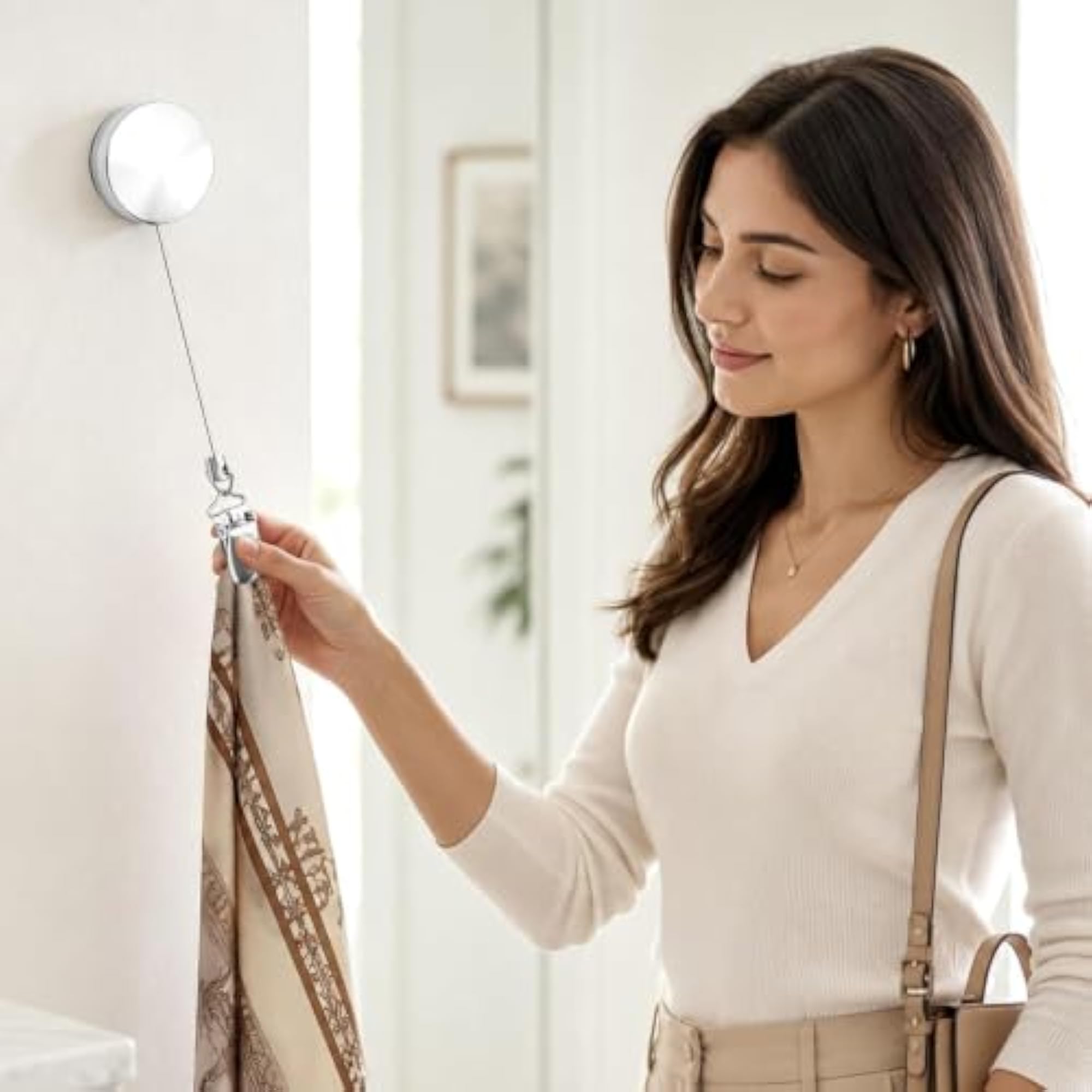 Self Adhesive Retractable Towel Clip for Kitchen and Bathroom