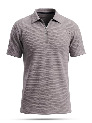 Image of fanideaz Mens Jacquard Tshirt Regular Fit Premium Collar t Shirts for Mens with Classic Style Polo Tshirts Shirts for Men Casual wear and Modern Zipper t Shirts for Men