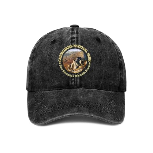 Cairngorms National Park Washable Baseball Cap Heat Transfer Print Gift for Outdoor Enthusiasts Black