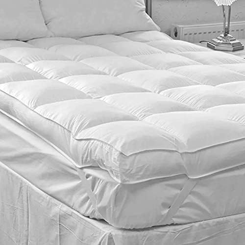 YORKSHIRE HOMEWARE ® Microfibre Mattress Toppers 4" 10cm Hotel Quality Bed Topper Supersoft Heavy Fill Double 137cm X 190cm Box Stitched and Elasticated Corner Straps DOUBLE