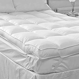 YORKSHIRE HOMEWARE ® Microfibre Mattress Toppers 4" 10cm Hotel Quality Bed Topper Supersoft Heavy Fill Double 137cm X 190cm Box Stitched and Elasticated Corner Straps DOUBLE