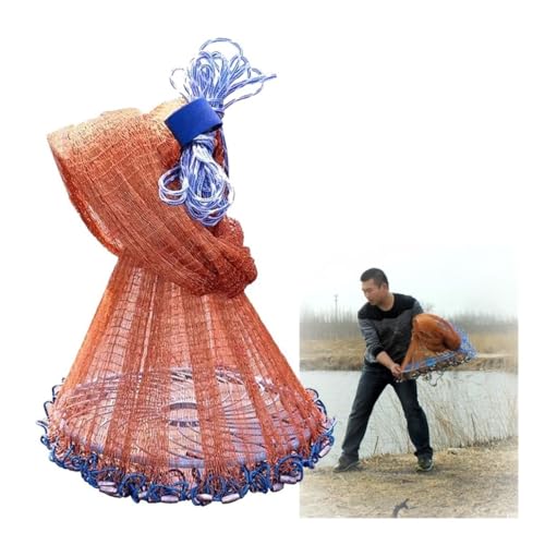 Filet de pêche à lancer en nylon haute résistance avec anneau et plombs pour lacs