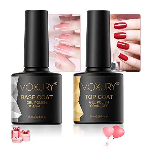 VOXURY Gel Nagellack Base Top und Top Coat Gel UV 2Pcs 15ml Unterlack Set überlack Nagellack Maniküre Nagelgellack Cover