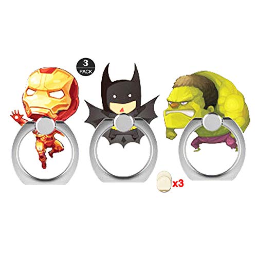 ZOEAST(TM) 3 Pack Phone Ring Grip The Avengers Super Hero Universal 360° Adjustable Holder Car Desk Hook Stand Stent Mount Kickstand Compatible with iPhone X Plus Samsung iPad Tablet (3pcs Hero)