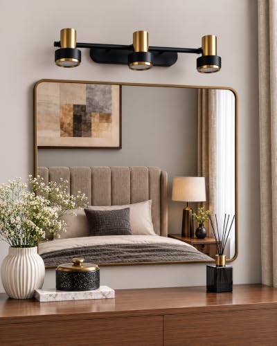 Image of FILLISKA 3 in 1 Double Wall spot /Picture /Display /Mirror Light with Adjustable Head and Colour Changing Function (18 Watt Gold & Black-685)