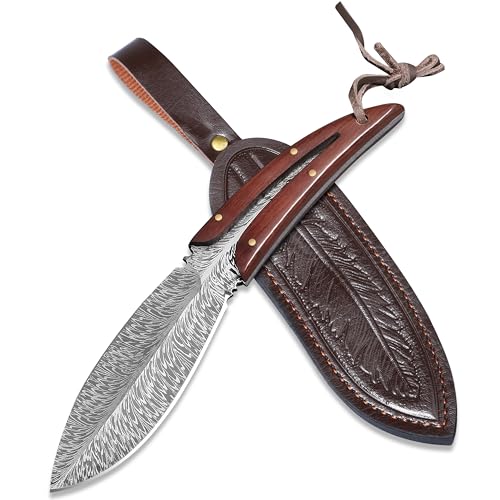 Plys Cuchillo Supervivencia Camping Cuchillos Caza: Bushcraft Cuchillo Multiusos Vaina de Cuero