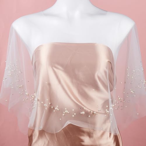 GORGECRAFT Wedding Bridal Cloaks Faux Pearls Rhinestone Evening Capes Shawl Wrap Shrug Short Shoulder Cover up Cape Scar4