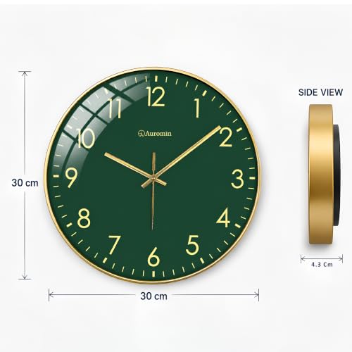 Image of Auromin Stylish Modern Wall Clock for Living Room Decor | Unique Analog Wall Watch for Bedroom, Kitchen, Office, Hall | Elegant Decorative Wall Clock for Home Interior Decoration Accessories Use