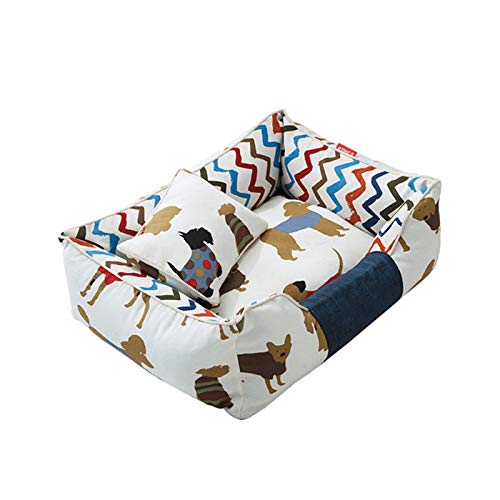 Cama para Perros De Lujo Suave Y Lavable Cesta Cálida para Mascotas Cojín con Forro Polar,L