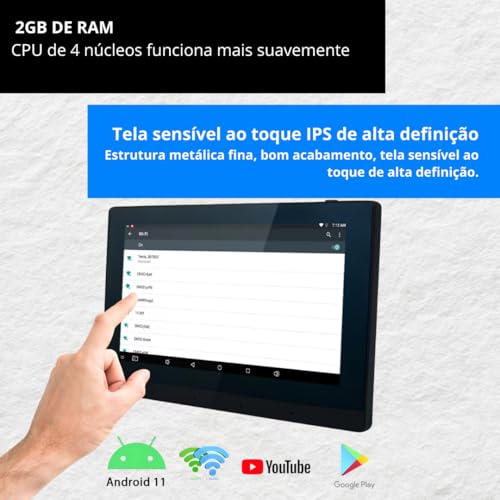 Amplificador Som Ambiente Parede 7 Polegadas Wifi Spotify YouTube Bluetooth 2 gigas RAM Android 11 C