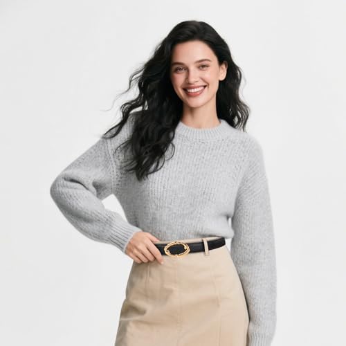 Image of Aurolran Women's Leather Belt with Buckle - Ideal for Dresses, Jeans, and Coats