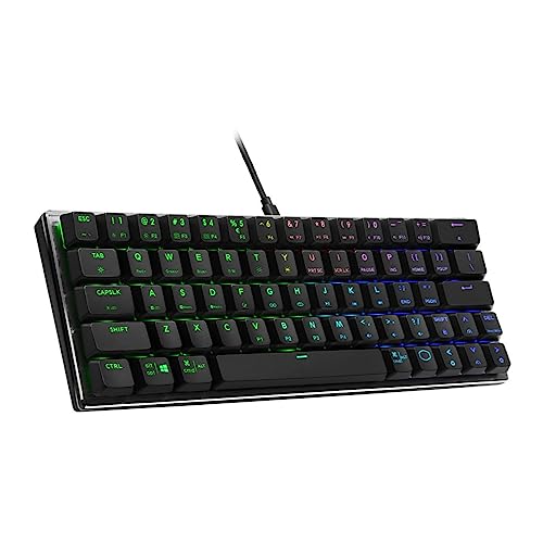 Image of Cooler Master SK620 60% Gunmetal Mechanical Keyboard with Low Profile Blue Switches, New and Improved Keycaps, and Brushed Aluminum Design | 60% Wired Keyboard, Low-Profile Blue Switches, Per-Key Rgb, Brushed Aluminum Top, Upgraded Keycaps, Detachable USB-C Cable
