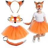 MLPKOI Conjunto de Disfraces de Zorro Animal, Orejas de Zorro Sintético, Diadema, Cola, Tutú para Carnaval, Halloween, Cumpleaños, Fiesta Temática, CosplayS