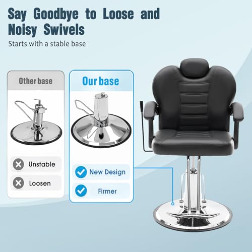 Image of Vantic 90-135 Reclining Salon Chair for Hair Stylist,360 Swivel Barber Chair with Heavy Duty Hydraulic Pump & Base, Adjustable Headrest, Waterproof Cushion, Hair Chair for Barbershop, Home