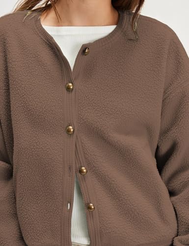 Majdan Womens Fuzzy Fleece Jacket Fall Casual Sherpa Cardigan Button Down Shacket Coats Outwear with Pockets4