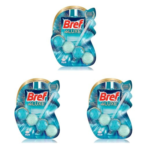 Bref Deluxe Disposable Toilet Bowl Cleaner (50g), Hanging Toilet Freshener with Lovely Jasmine Scent to Deep Clean Toilet, Toilet Foaming Cleanser Rim Blocks (Pack of 3)