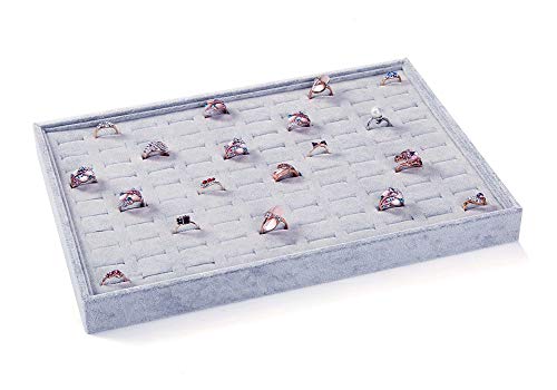 Lzyee Velvet 100 Slots Ring Earrings Jewelry Trays Organizer-Stackable Jewelry Storage Display Trays Case for Drawer-Earring Ring Stud Holder Organizer Showcase (100 Slots Ring)